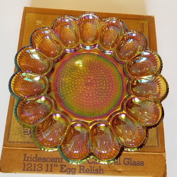 Indiana Other - Indiana Iridescent Carnival Glass Hobnail Platter